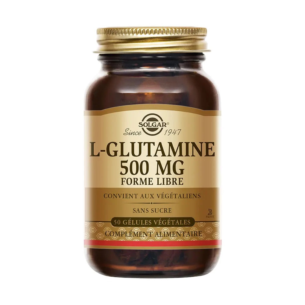 Solgar L-Glutamine 500mg Vegetable Capsules - Fuel For Muscles - Vegan and Gluten Free