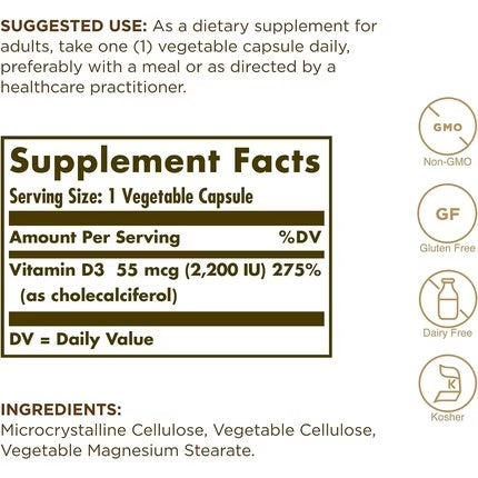 Solgar Vitamina D3 2200 UI capsule vegetale